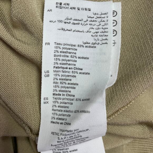 SANDRO Size L Beige Knit Acetate Blend Crew Neck T-shirt - Picture 7 of 7